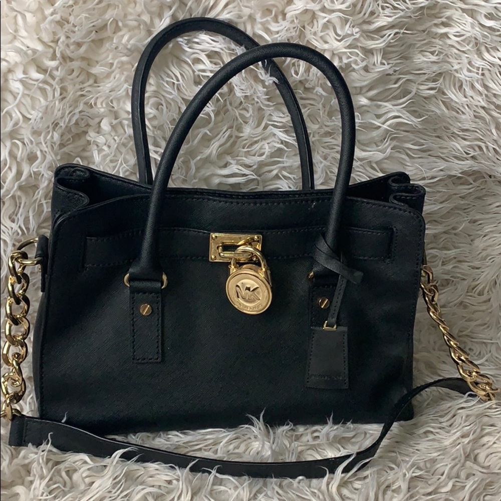 authentic michael kors black shoulder tote